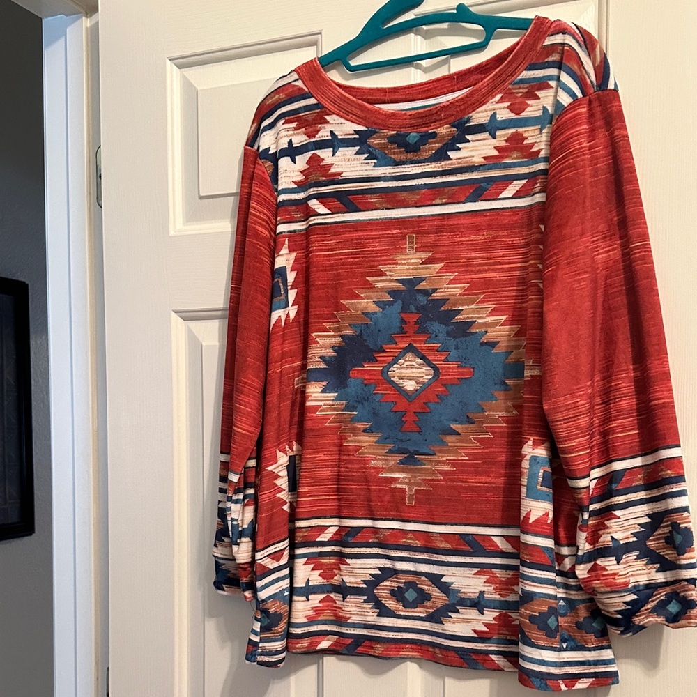 Southwestern Patterned Long Sleeve Top
